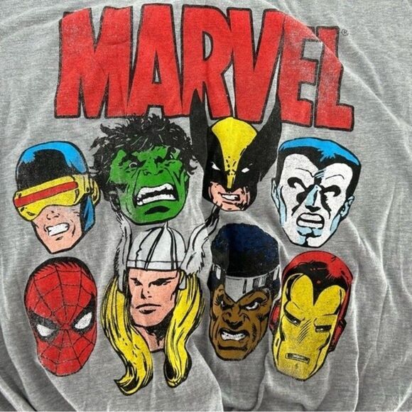 Marvel Comics Women's Graphic Cropped Tie Front T Shirt Size XL Gray - Picture 3 of 6